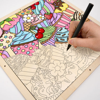 Adorables cupcakes - Puzzle en bois à colorier