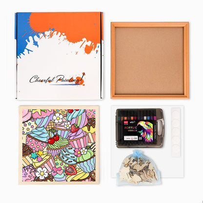 Adorables cupcakes - Puzzle en bois à colorier