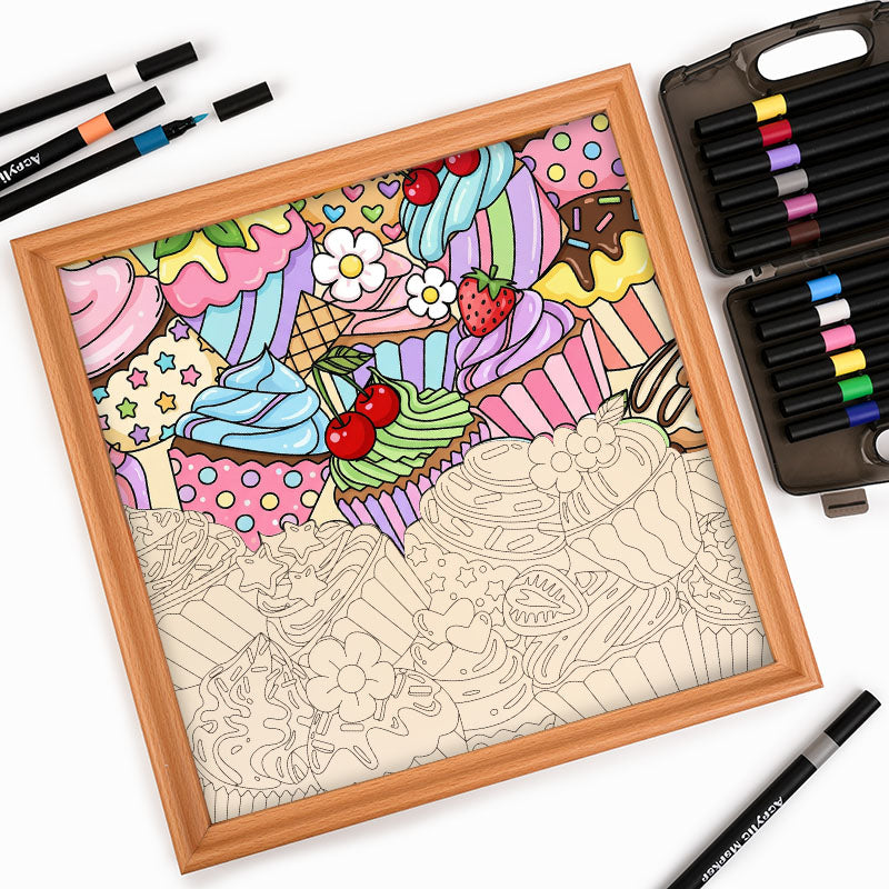 Adorables cupcakes - Puzzle en bois à colorier