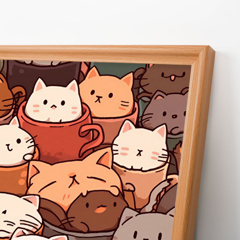 Chats dans des tasses - Puzzle en bois à colorier
