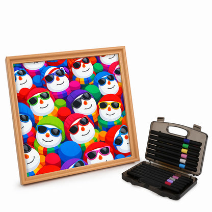 Bonhommes de neige mignons - Puzzle en bois à colorier