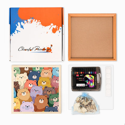 Oursons mignons - Puzzle en bois à colorier