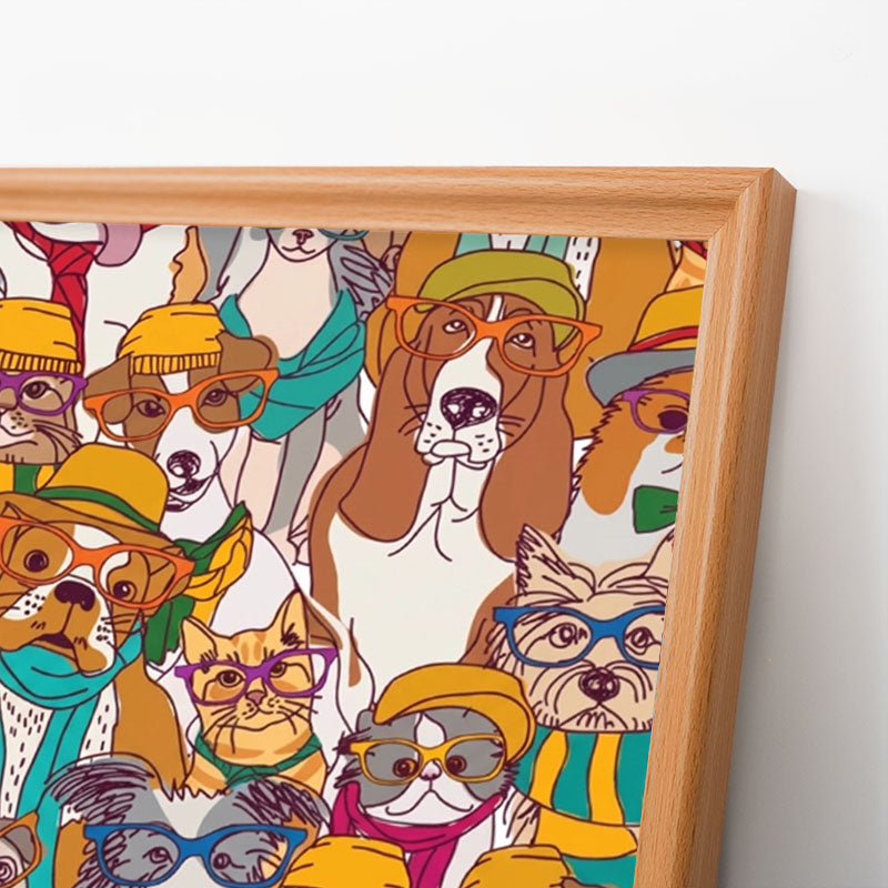 Chiens à lunettes - Puzzle en bois à colorier