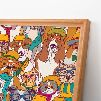 Chiens à lunettes - Puzzle en bois à colorier