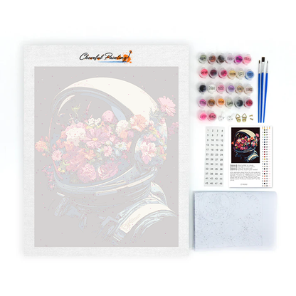 Casque spatial rempli de fleurs – Peinture par numéros