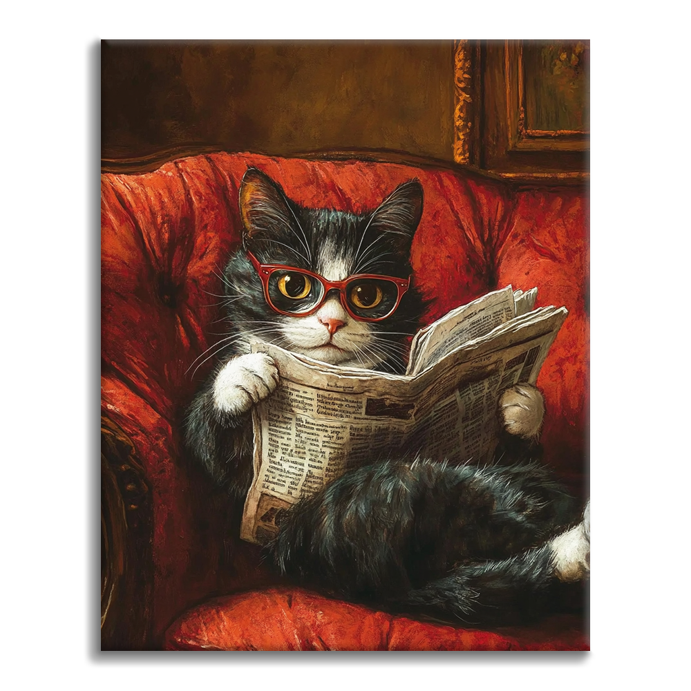 Chat Lisant - Peinture par Numéros