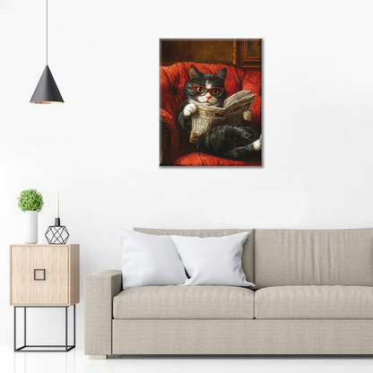 Chat Lisant - Peinture par Numéros