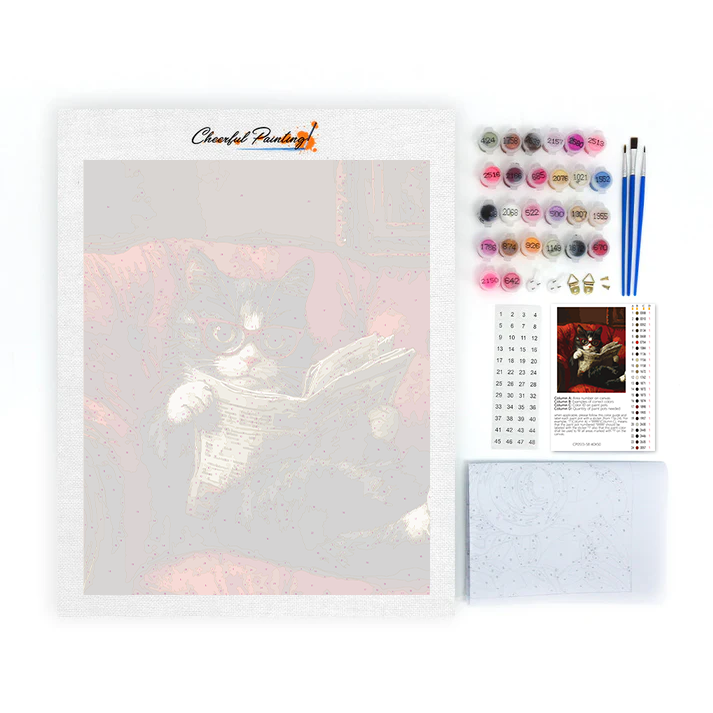 Chat Lisant - Peinture par Numéros