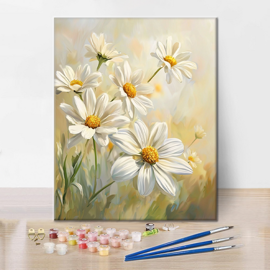 Pâquerettes Ensoleillées - Peinture par Numéros