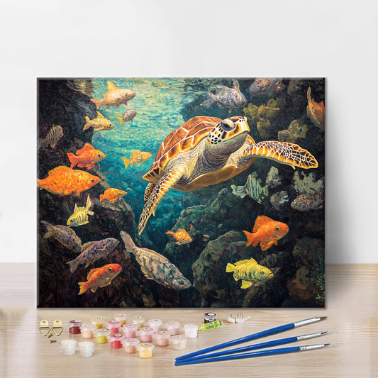 Tortues et Poissons - Peinture par Numéros