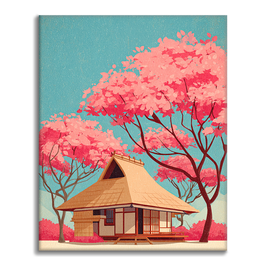 Maison japonaise traditionnelle - Peinture par numéros