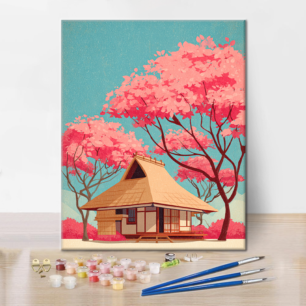 Maison japonaise traditionnelle - Peinture par numéros