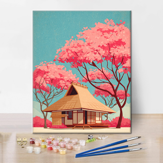 Maison japonaise traditionnelle - Peinture par numéros
