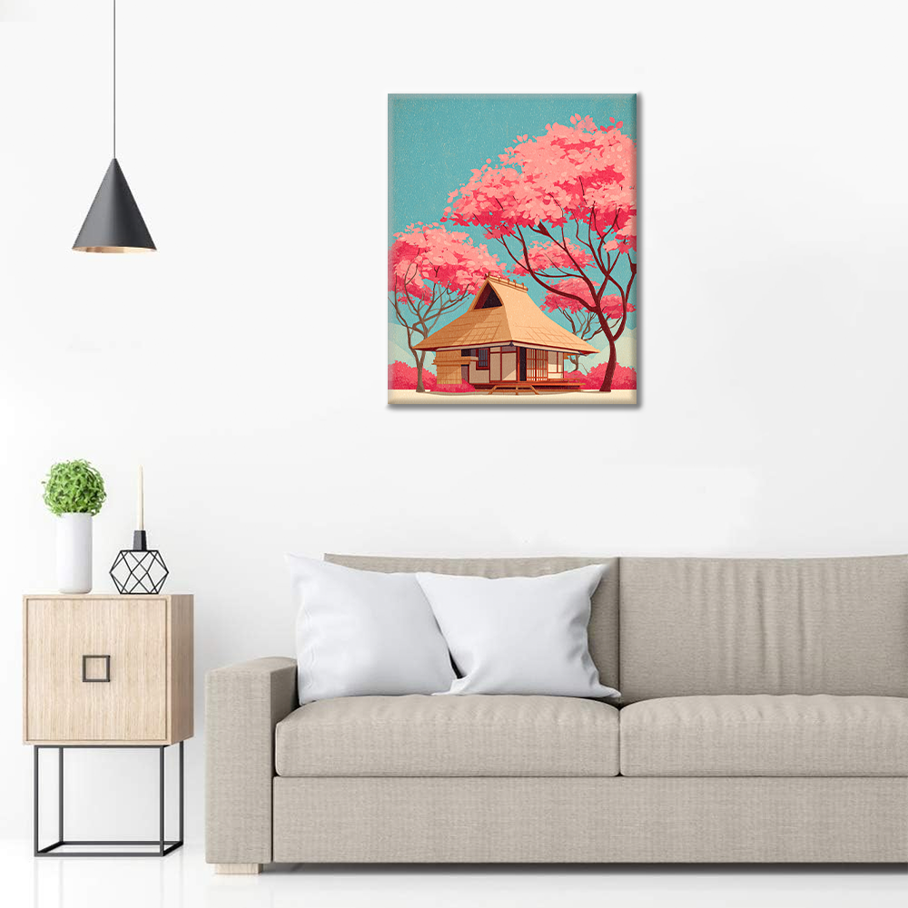 Maison japonaise traditionnelle - Peinture par numéros