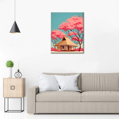 Maison japonaise traditionnelle - Peinture par numéros