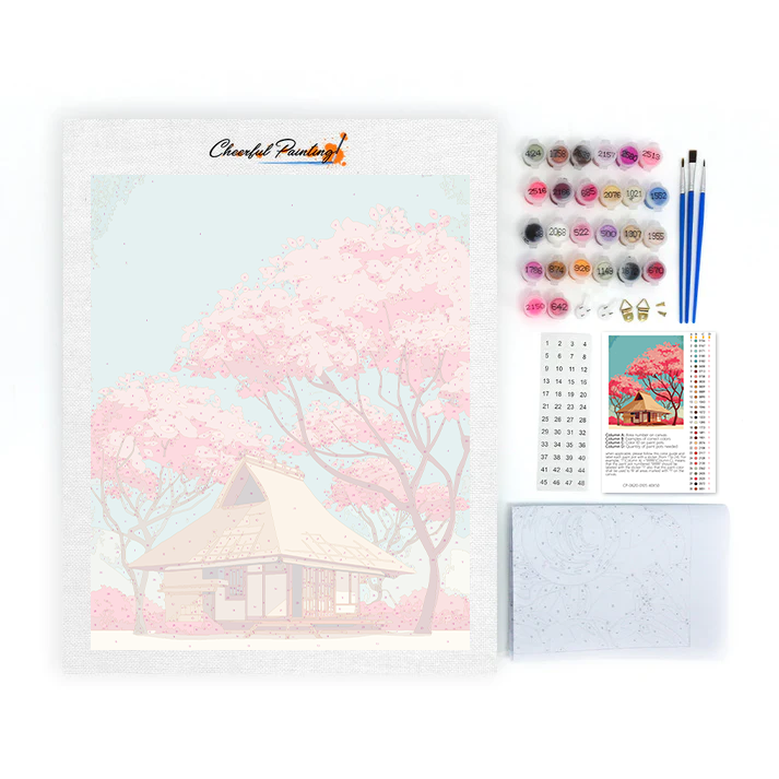 Maison japonaise traditionnelle - Peinture par numéros