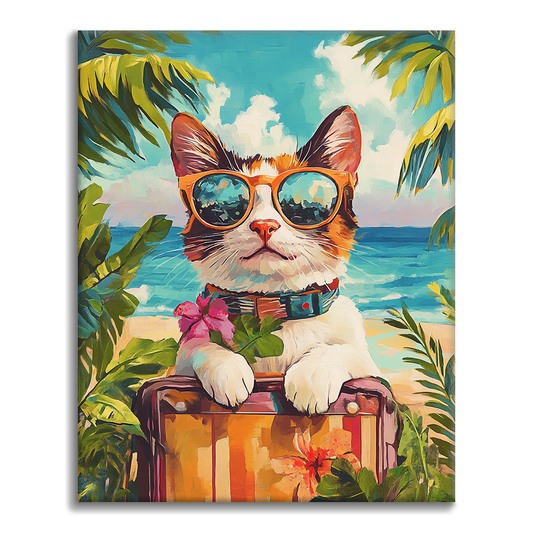 Chat en vacances - Peinture par numéros