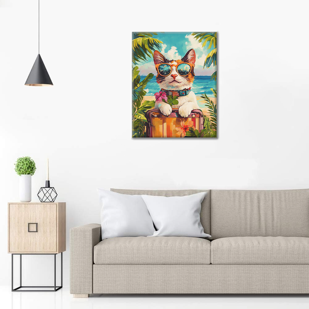 Chat en vacances - Peinture par numéros