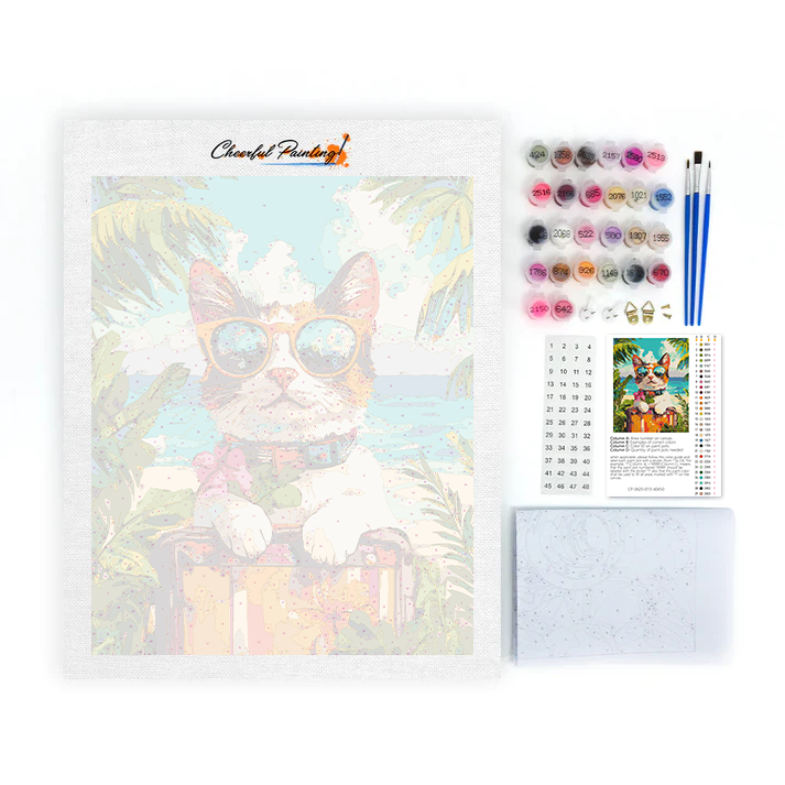 Chat en vacances - Peinture par numéros