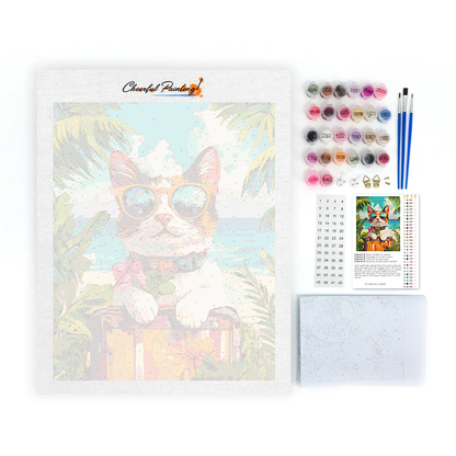 Chat en vacances - Peinture par numéros