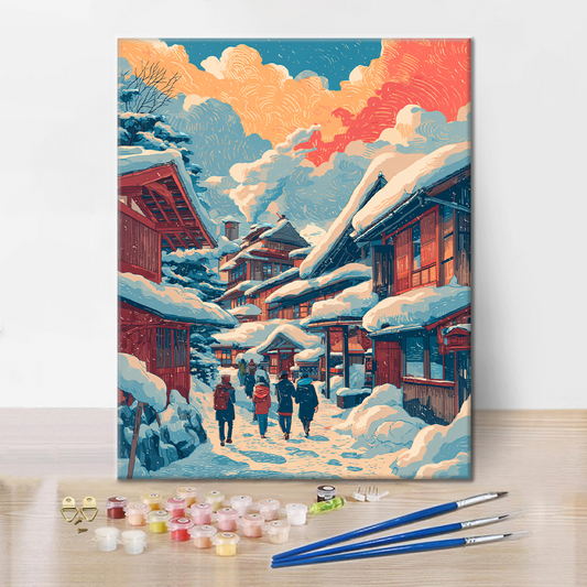 Chalet d'hiver - Peinture par numéros