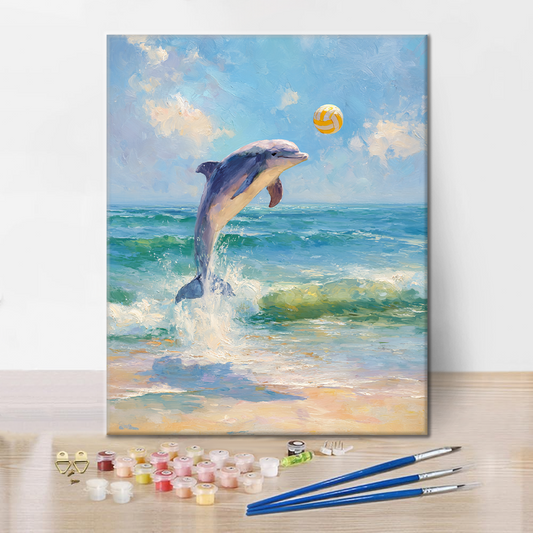 Volley-ball des dauphins - Peinture par numéros