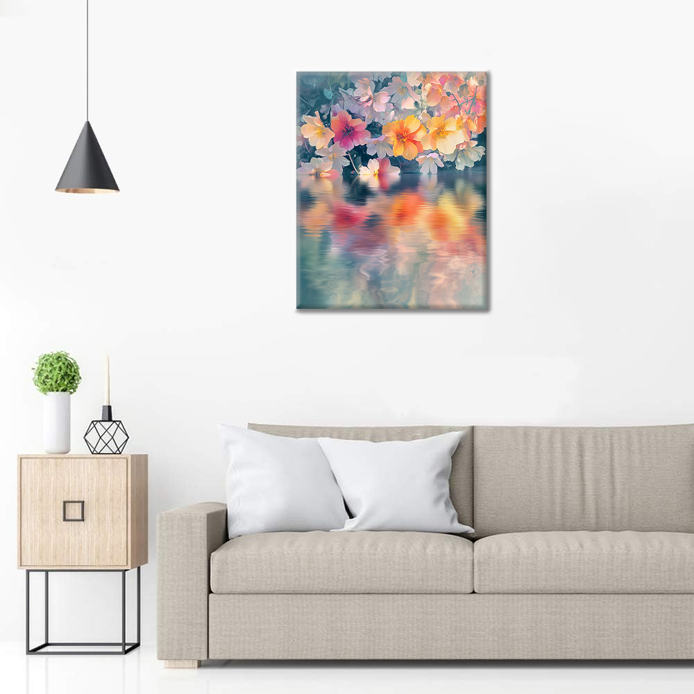 Fleurs de rêve au-dessus de l'eau - Peinture par numéros