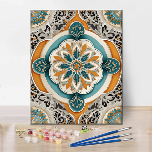 Mandala vert doré - Peinture par numéros