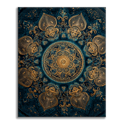 Mandala Lotus Doré - Peinture par Numéros