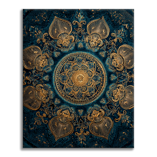 Mandala Lotus Doré - Peinture par Numéros