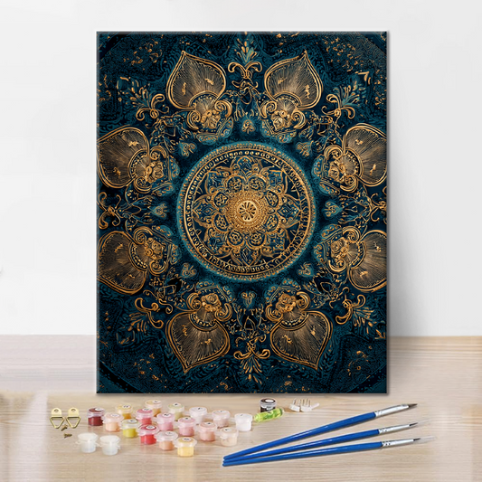 Mandala Lotus Doré - Peinture par Numéros