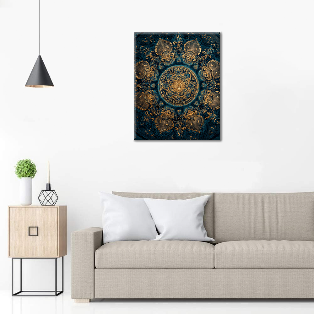 Mandala Lotus Doré - Peinture par Numéros
