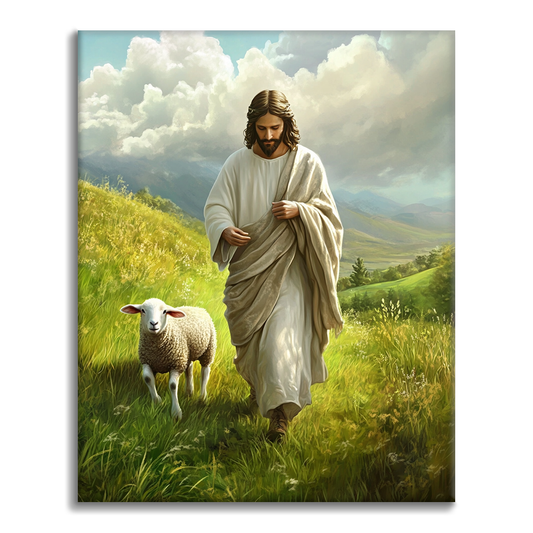 Jésus et les moutons - Peinture par numéros