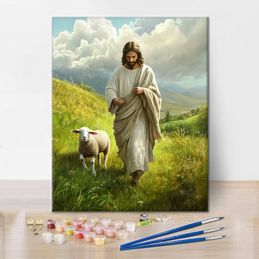 Jésus et les moutons - Peinture par numéros