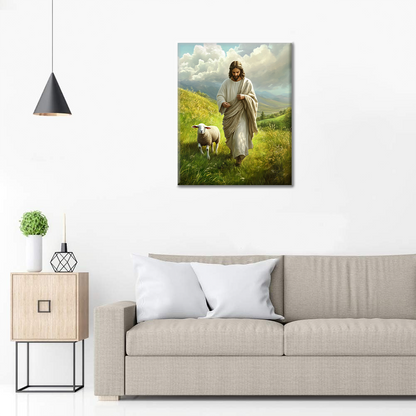 Jésus et les moutons - Peinture par numéros