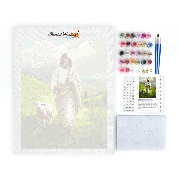 Jésus et les moutons - Peinture par numéros