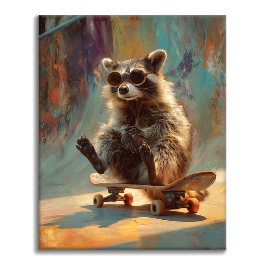 Skateboard raton laveur - Peinture par numéros