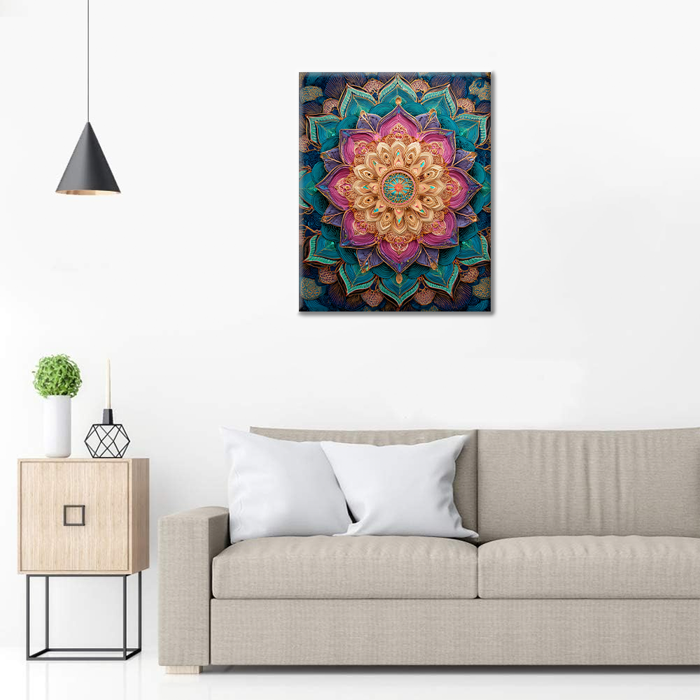 Mandala Fleur Arc-en-ciel - Peinture par numéros