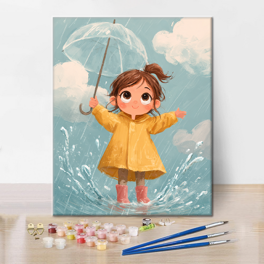 Promenade sous les gouttes de pluie - Peinture par numéros