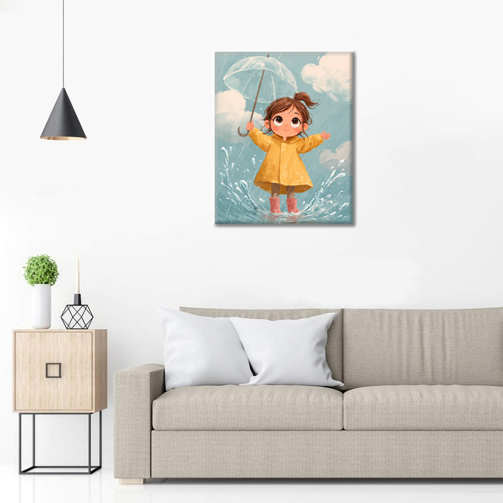 Promenade sous les gouttes de pluie - Peinture par numéros