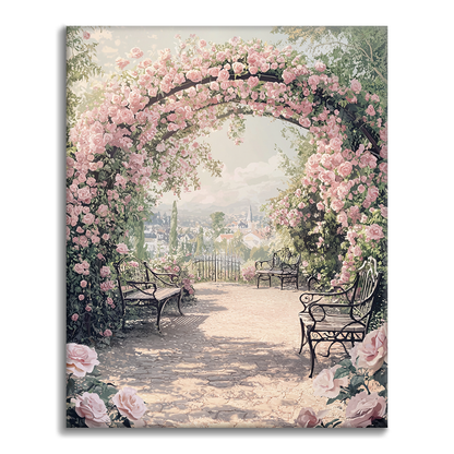 Jardin de roses romantique à la française - Peinture par numéros