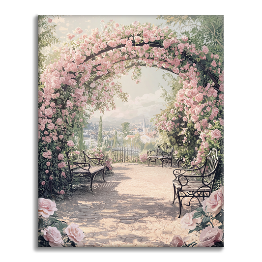 Jardin de roses romantique à la française - Peinture par numéros