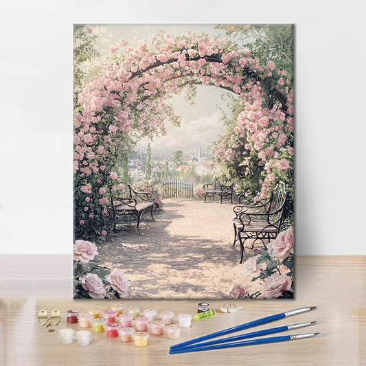 Jardin de roses romantique à la française - Peinture par numéros