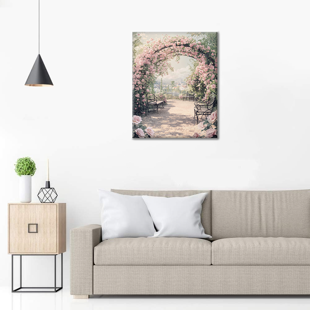 Jardin de roses romantique à la française - Peinture par numéros