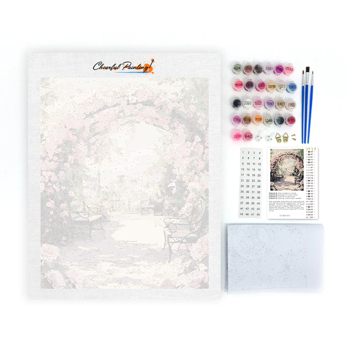 Jardin de roses romantique à la française - Peinture par numéros