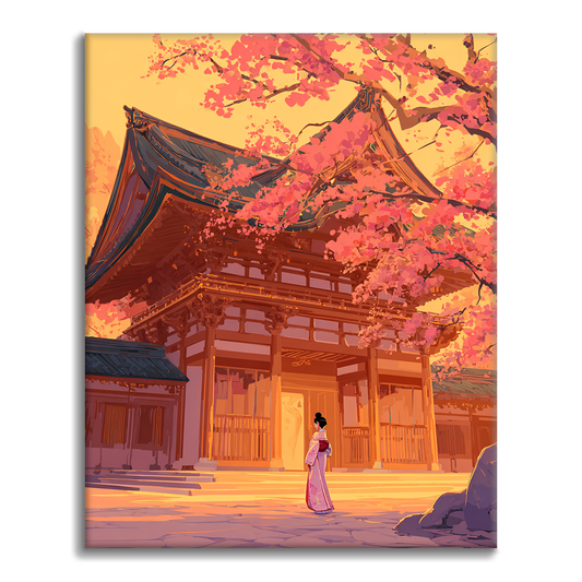 Sakura au sanctuaire - Peinture par numéros