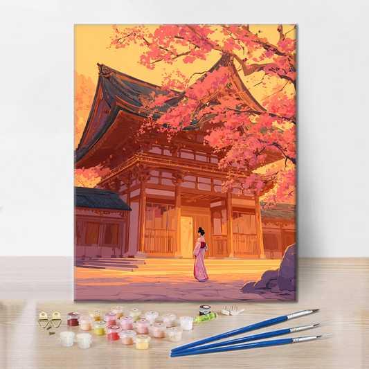 Sakura au sanctuaire - Peinture par numéros