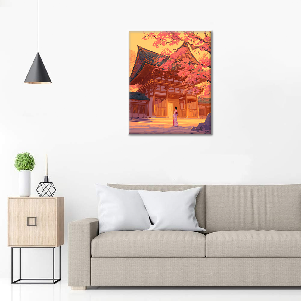 Sakura au sanctuaire - Peinture par numéros