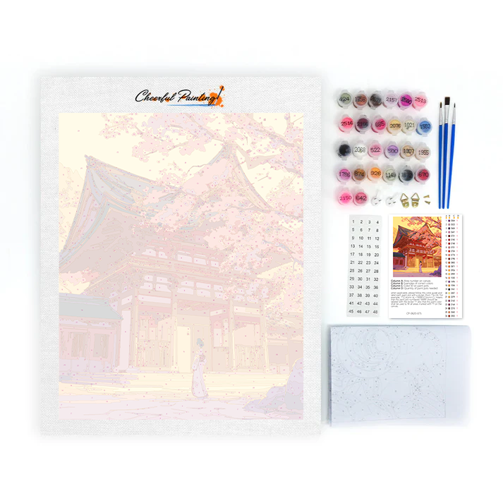 Sakura au sanctuaire - Peinture par numéros