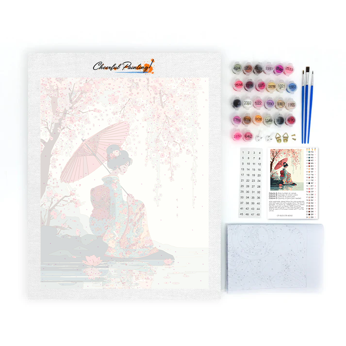 Parapluie Sakura - Peinture par numéros
